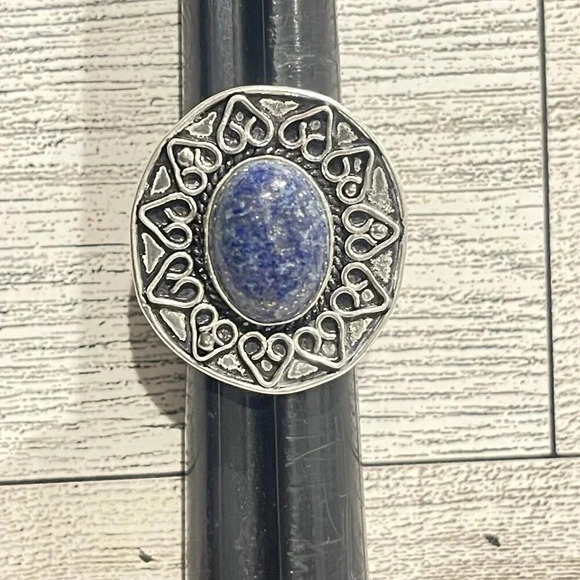 Sterling silver 925 over bronze sodalite ring size 7.75 - Picture 1 of 7
